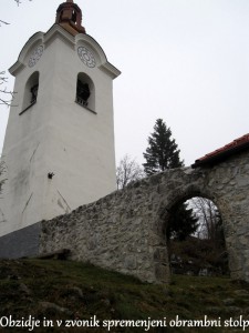 Obzidje in v zvonik spremenjeni obrambni stolp